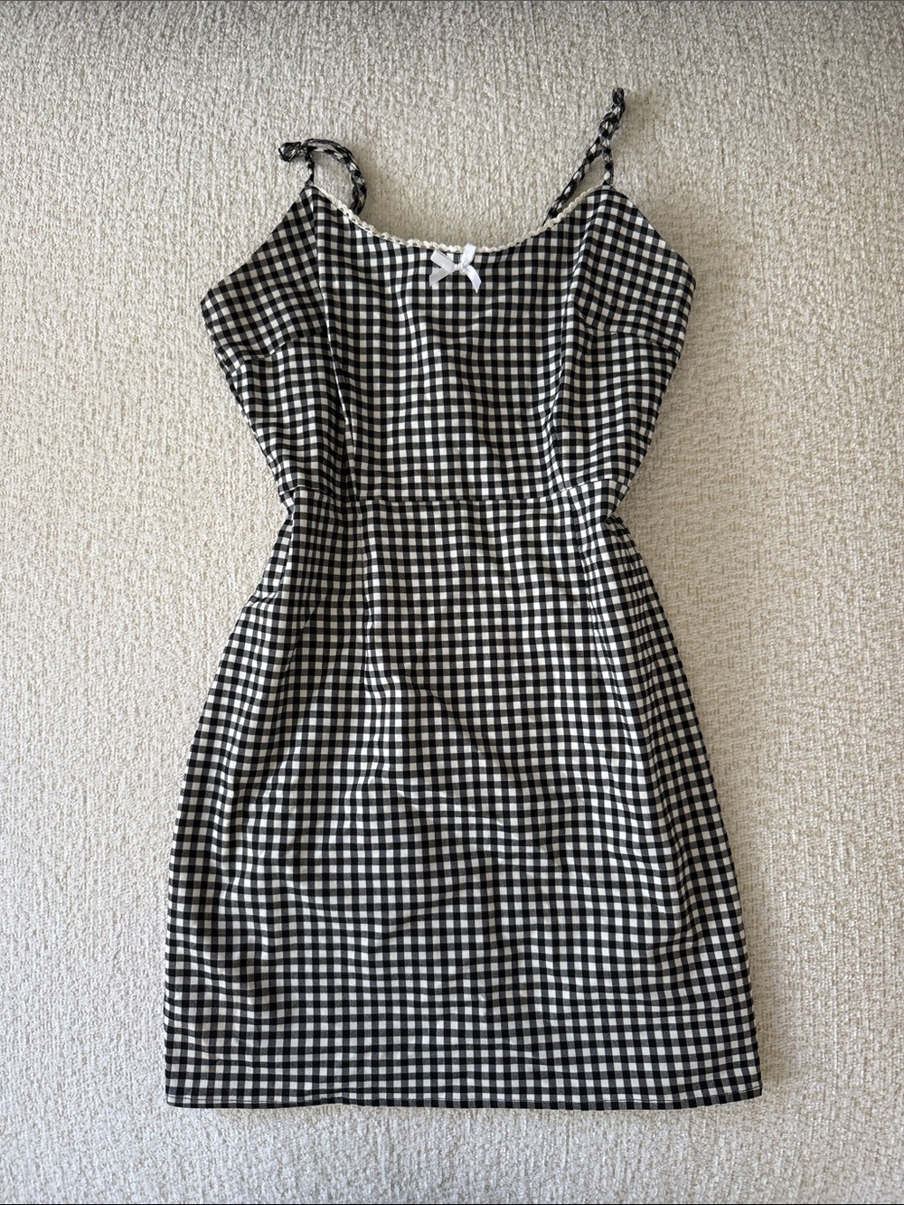 Black & White Gingham Spaghetti Strap Dress